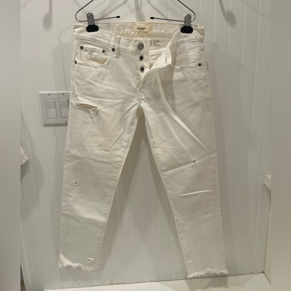 Moussy White Distressed Skinny Jeans